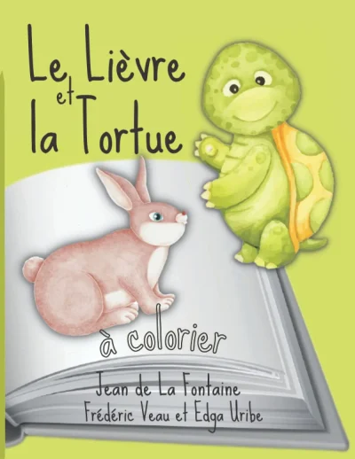 Couverture du livre « Le Lièvre et la Tortue », collection Coloriages & Fables, niveau Tous niveaux