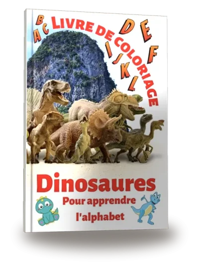 Portada del libro «Livre de coloriage dinosaures pour apprendre l’alphabet»