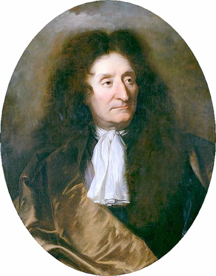 Portrait peint de Jean de La Fontaine, fabuliste français du XVIIe siècle